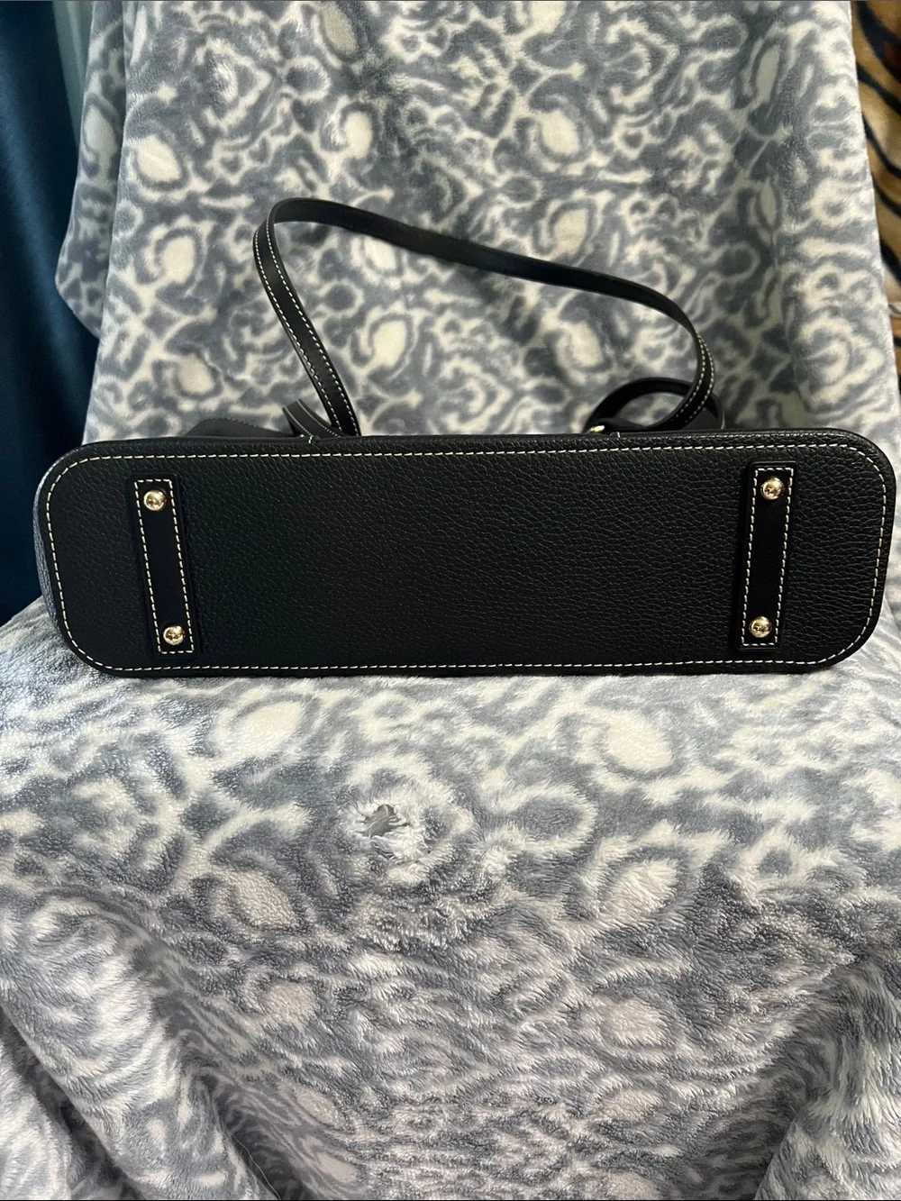Dooney & Bourke Black Pebble Leather Tote with Front Pocket